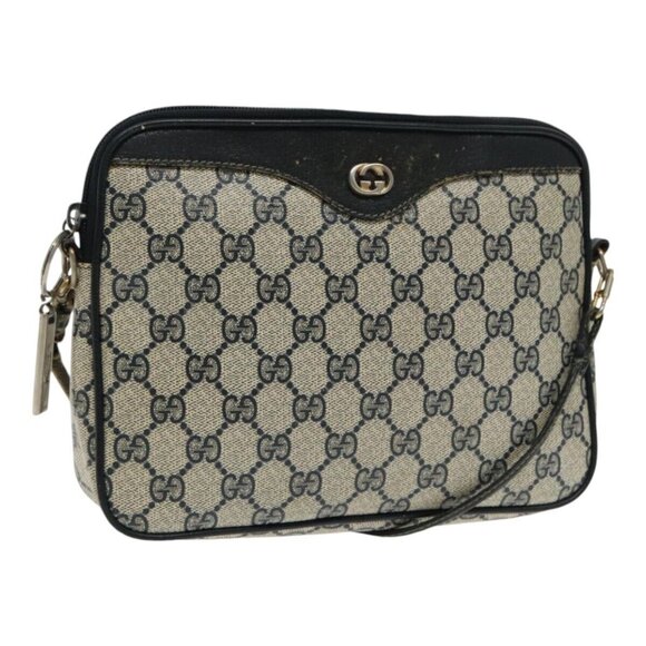 GUCCI GG Supreme Shoulder Bag PVC Navy 156 02 066 Auth ar12605 - Picture 1 of 16